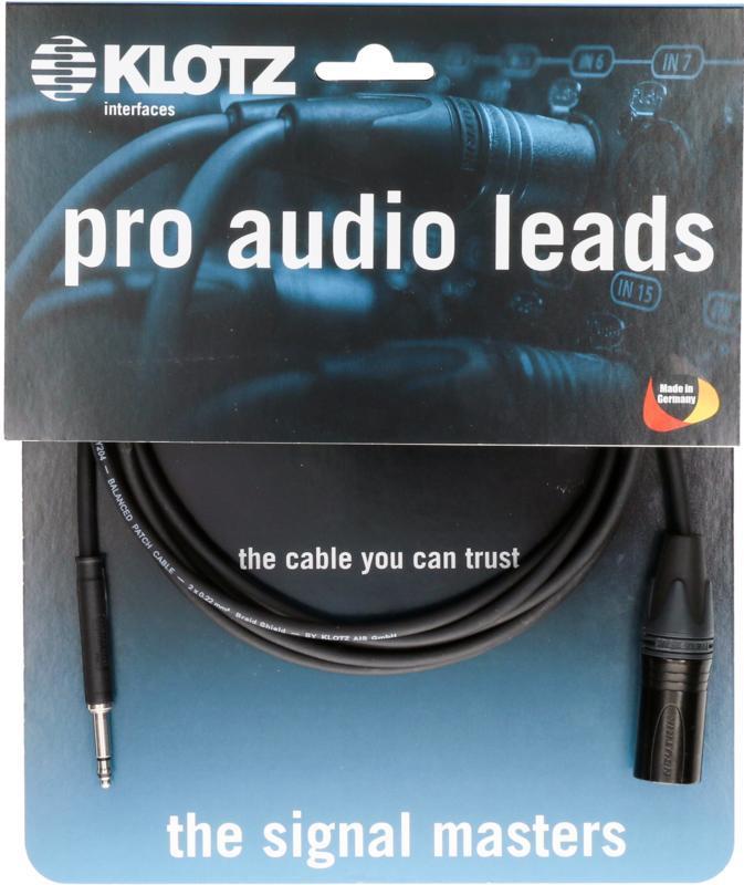 Klotz patch kabel - 1m, XLR 3p mužský, TT Bantam, černý