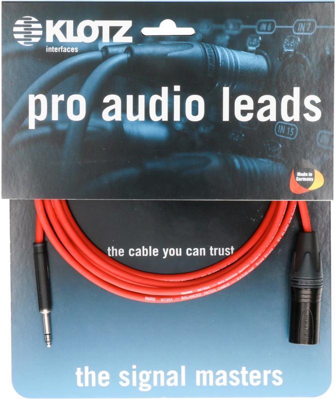 Klotz patch kabel - XLR 3p, TT Bantam, 10m, červený