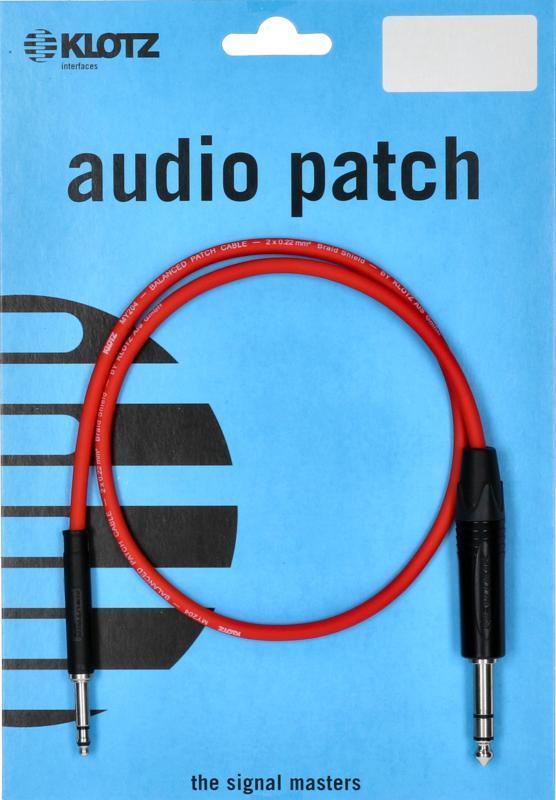 Klotz patch kabel - 0,6m, červený, TRS, symetrický, Bantam