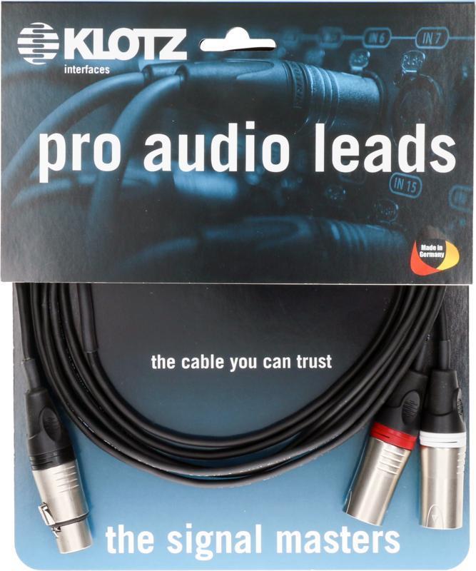 Klotz mikrofonový kabel, 3m, XLR 5p samice - 2 x XLR 3p samce