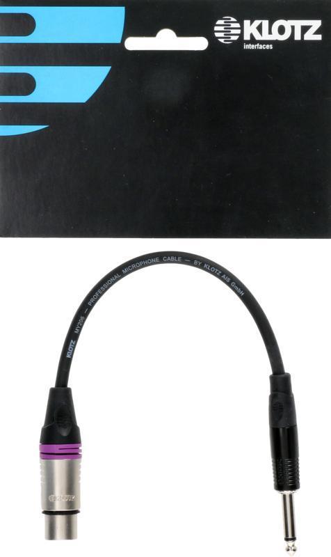 Klotz XLR adaptér 3p - TS 6,35 mm, 0,2m