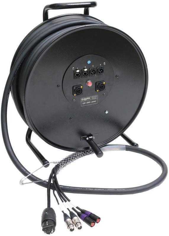 Klotz hybridní kabel - 2 x etherCON, 2 x XLR 3p, Schuko => powerCON TRUE1 - 2,4m