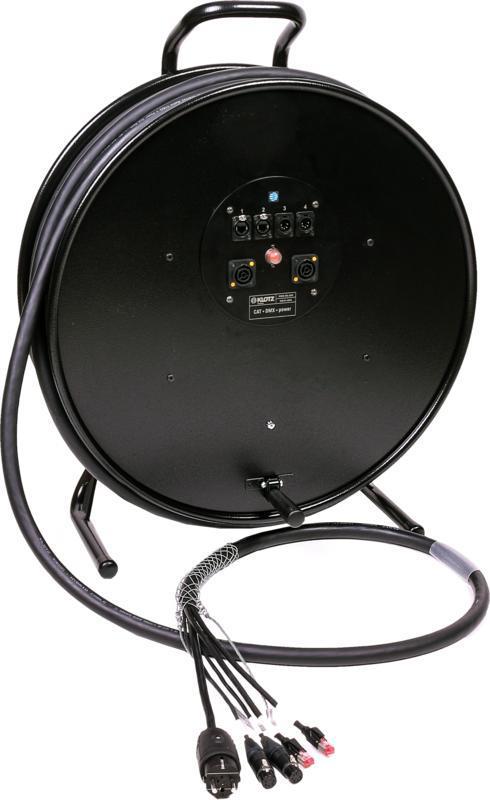 Klotz hybridní kabel - 2 x RJ45 na etherCON + 2 x XLR 5p + Schuko na powerCON TRUE1 - 2,5m