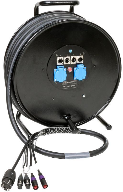 Klotz hybridní kabel CAT5e a DMX 2 x etherCON + 2 x XLR 5p + Schuko - 2,4m