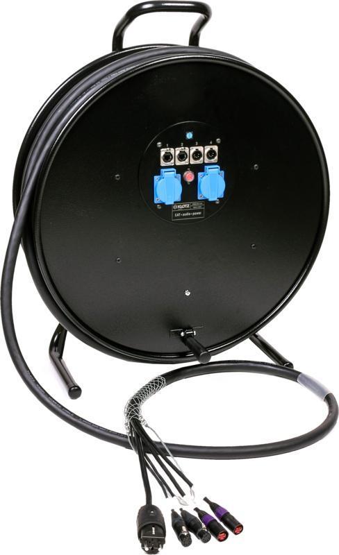 Klotz hybridní kabel CAT5e a DMX, 2 x etherCON, 2 x XLR 5p, Schuko - 2,5m