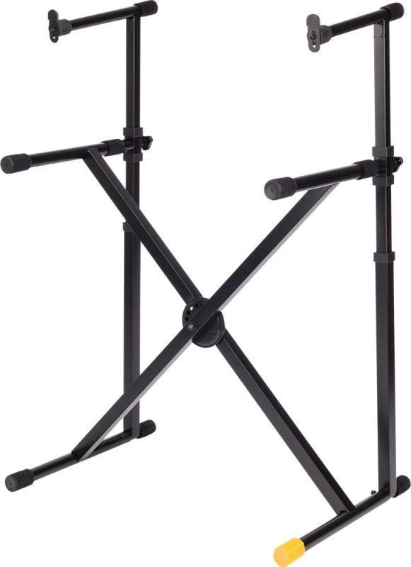 Hercules Klávesový stojan, X-tvar, jednoduchý rám, pro 2 nástroje, 100 kg nosnost
