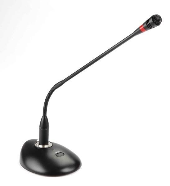 Proel Mikrofon 45 cm husí krk, LED, základna, 8m XLR kabel, spínač, 48V nebo 2xAA