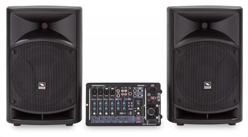 PROEL Aktivní dvoucestný reproduktor s mixážním pultem 10