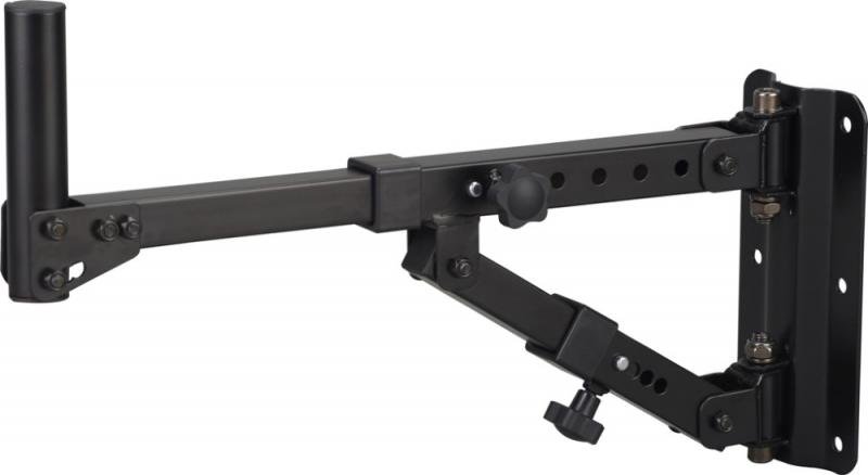 Proel nástěnný držák pro reproduktory, černá, kovová, horizontální a vertikální nastavení, max. 35kg