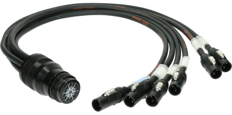 Klotz 6-cs. multicore napájecí fanout, RMP419AR - 6 x powerCON TRUE1, Socapex kompatibilní - 1m