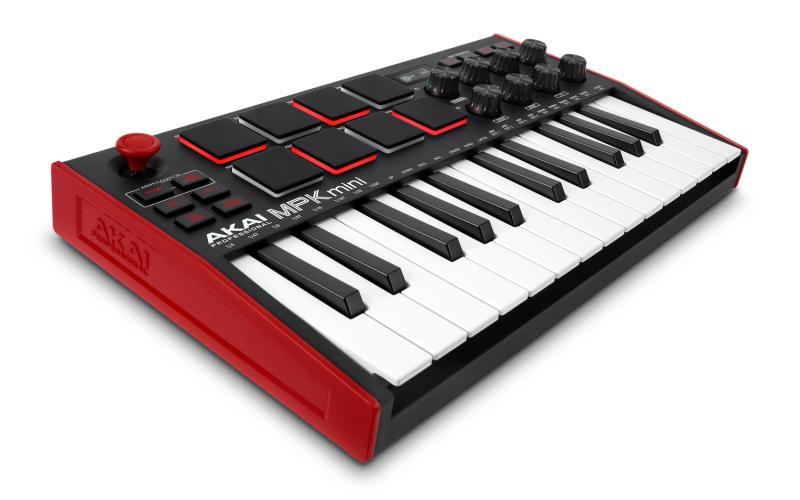 Akai Pro USB/MIDI kontroler, 25 kláves, 8 RGB pad, OLED displej, joystick