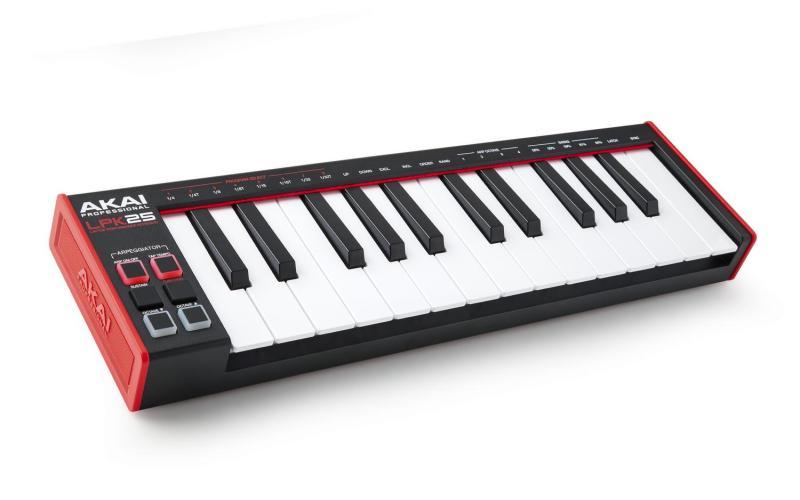 Akai Pro MIDI kontroler, 25 kláves, citlivost na dynamiku, oktáva +/-, arpeggiátor