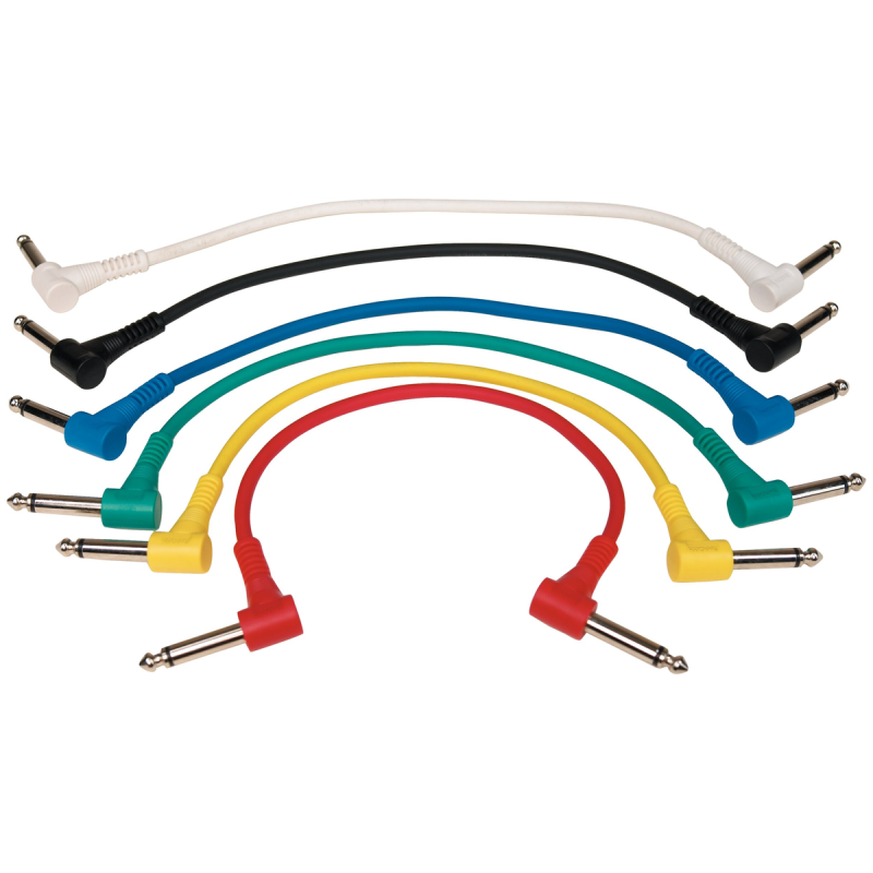 RockCable Patch kabel, úhlové TS konektory, barevné, 6 ks, 15 cm