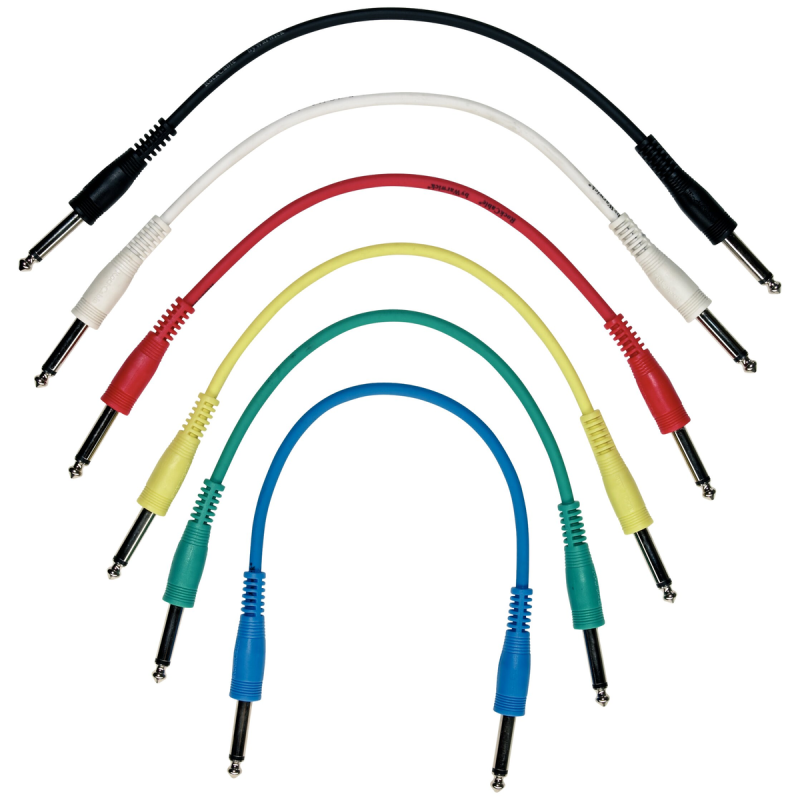 RockCable Patch kabel, rovné TS konektory, barevné, 6 ks, 30 cm