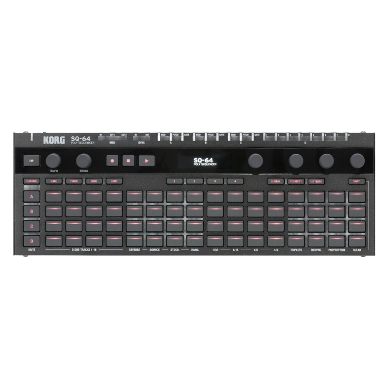 KORG SQ64, polifonní sekvencer, 64 tlačítek, MIDI, USB