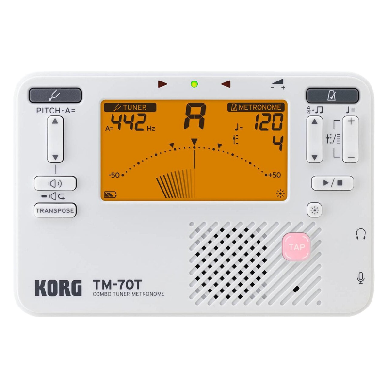 KORG metronom a ladicí, s klipovým kontaktním mikrofonem, bílý