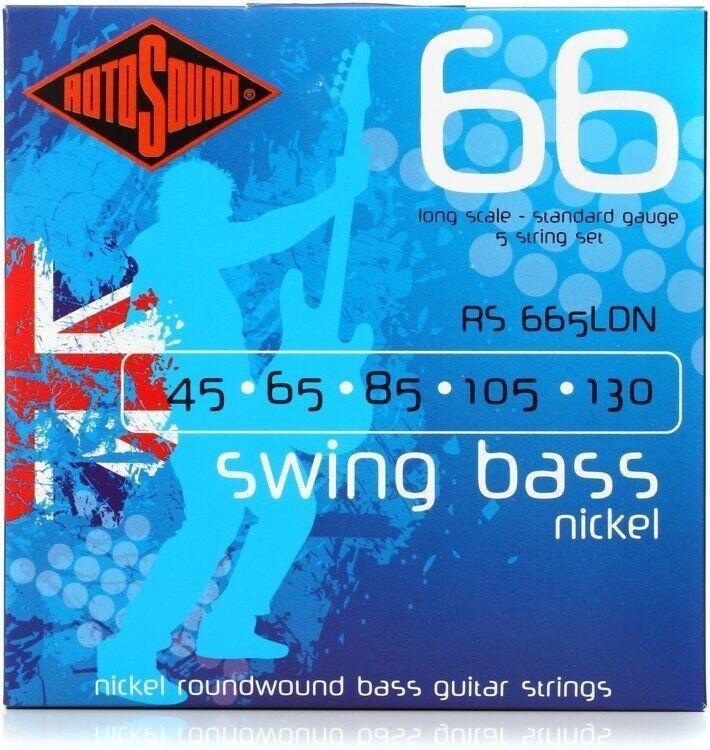 Rotosound Bassové struny, niklové, 5 strun, 45 65 85 105 130