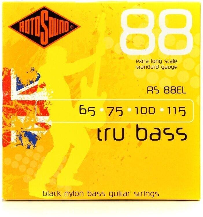 Rotosound Bassové struny, černý nylon, broušené, extra dlouhé, 65-115