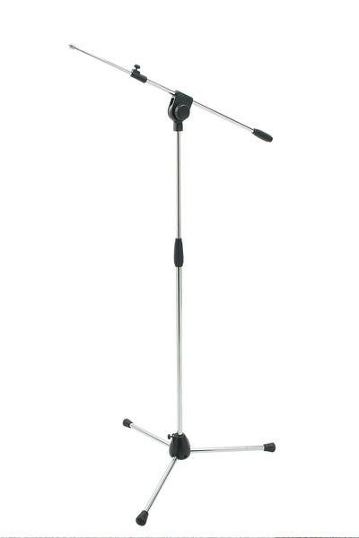 PROEL Mikrofonový stojan třínohý, chrom, výška: 950-1600 mm, rameno: 540-840 mm