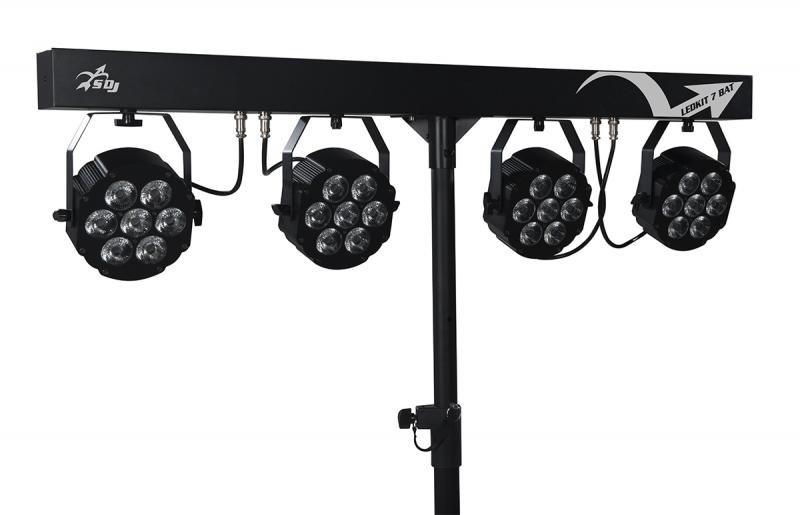 Sagitter LED par lampy 4ks, 7x10W RGBW/FC, s křížovým držákem a nožním spínačem