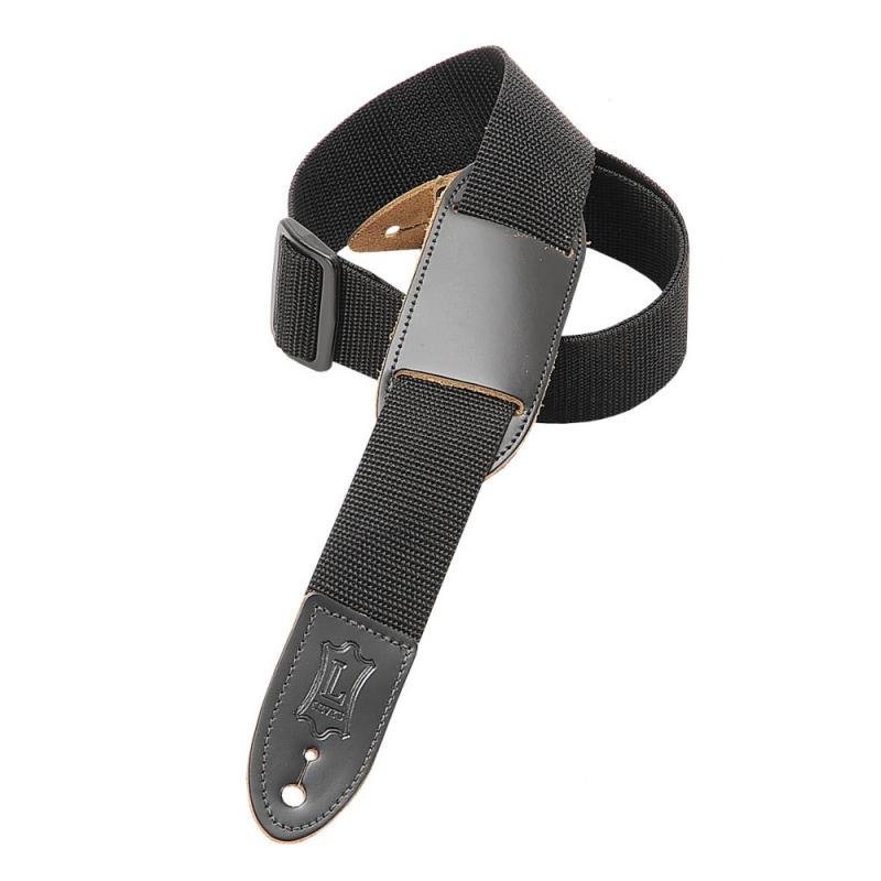 Levy's Kytarový popruh, polypropylen, kožená ramenní část, 4cm, 96cm, černý