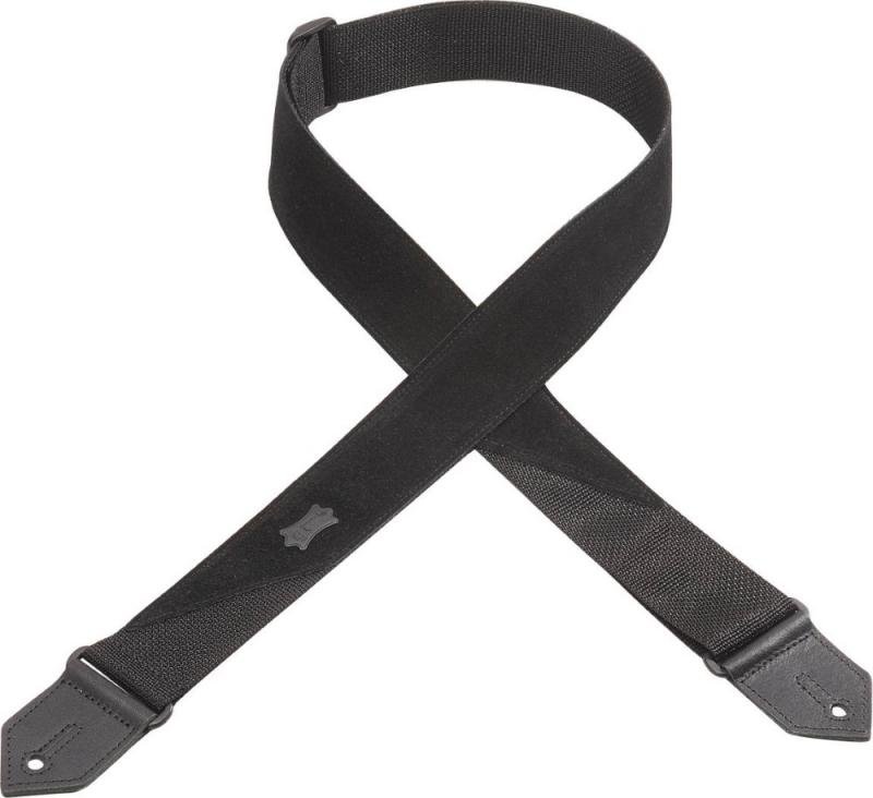 Levy's Kytarový popruh, semišová kůže-polypropylen, 5cm široký, 170cm dlouhý, černý