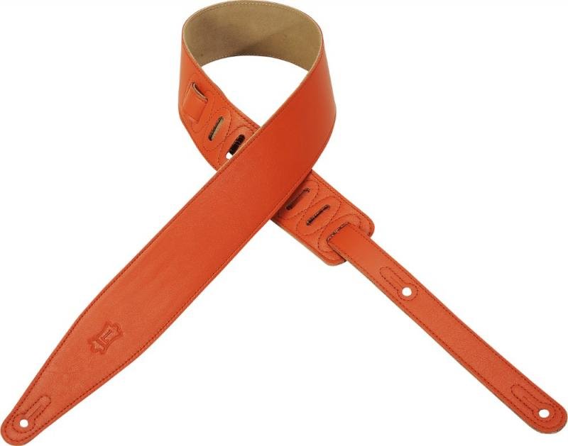 Levy's Kytarový popruh, broušená kůže, 6cm široký, 140cm dlouhý, oranžový
