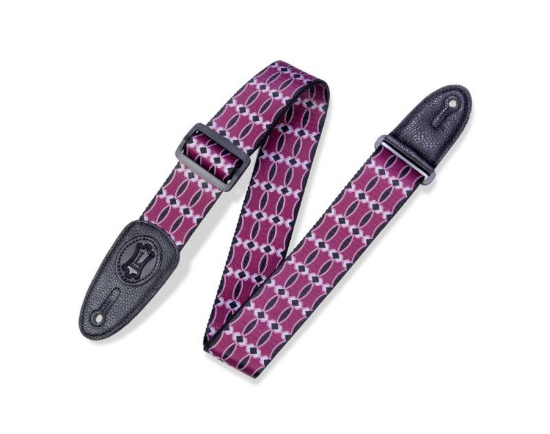Levy's Kytarový popruh, polyester s koženými konci, černé umělé kůže, 5cm