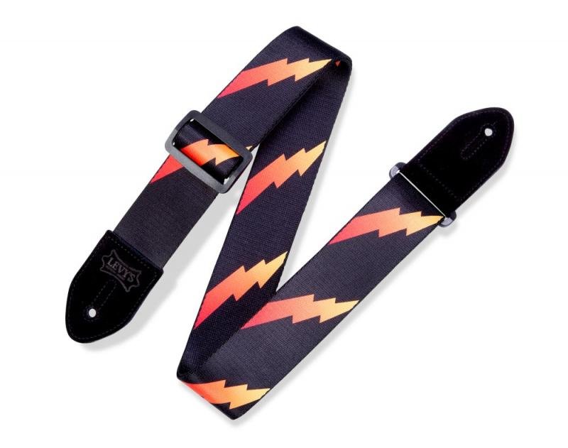 Levy's Kytarový popruh, polyester, kožená zadní část, černé koženkové strany, 5cm