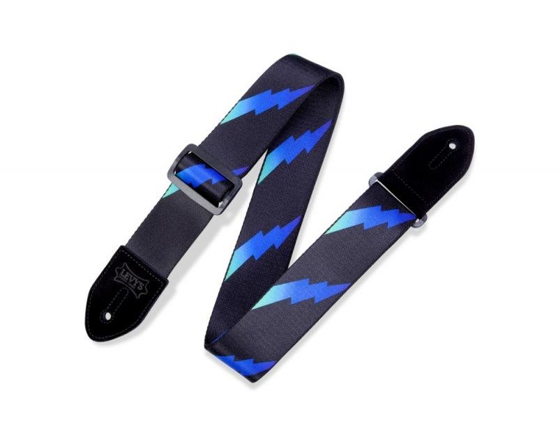 Levy's Kytarový popruh, Levys vzor, polyester, kožená zadní část, černé kožené boky, 5cm