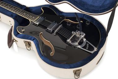 Gator GW-JM 335 Deluxe fa keménytok 335-ös stílusú üreges testű elektromos gitárhoz, elegáns vintage külső, bé