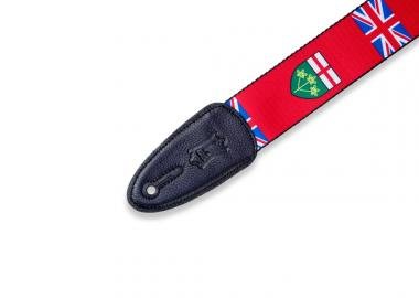 Levy's MPPV2-ON Gitárpánt, poliészter, kanadai tartományi címer, bőr végek, 5cm széles, 152cm hosszú