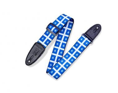 Levy's MPPV2-QC Gitárpánt, poliészter, kanadai tartományi címer, bőr végek, 5cm széles, 152cm hosszú