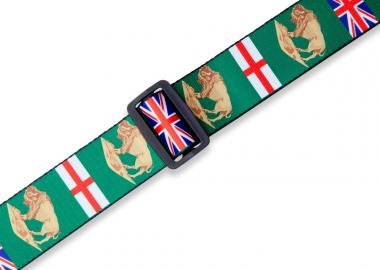 Levy's MPPV2-MB Gitárpánt, poliészter, kanadai tartományi címer, bőr végek, 5cm széles, 152cm hosszú