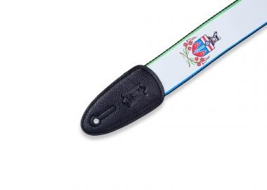 Levy's MPPV2-YT Gitárpánt, poliészter, kanadai tartományi címer, bőr végek, 5cm széles, 152cm hosszú