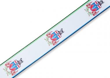 Levy's MPPV2-YT Gitárpánt, poliészter, kanadai tartományi címer, bőr végek, 5cm széles, 152cm hosszú