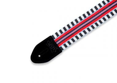 Levy's MC8VIN-004 Gitárpánt, pamut, bőr végekkel, 5cm széles, 152 cm széles, fehér-fekete minta
