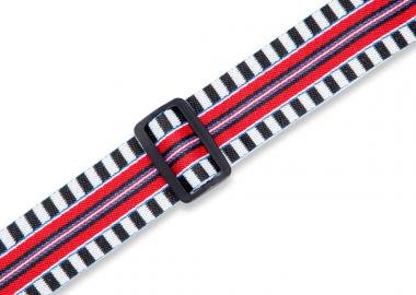 Levy's MC8VIN-004 Gitárpánt, pamut, bőr végekkel, 5cm széles, 152 cm széles, fehér-fekete minta