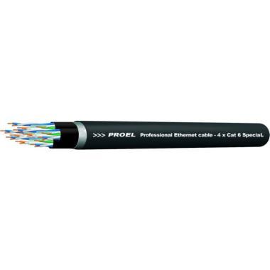 Proel CAT6E stíněný S/UTP síťový kabel, 4 kusy, 20mm průměr, černý