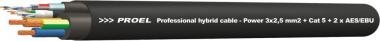 Proel Hibrid kabel, CAT5e + 2x AESEBU + 3x2,5mm černý