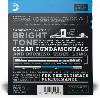 D'Addario EXL170 basszusgitár húr, nickel wound, 45-100