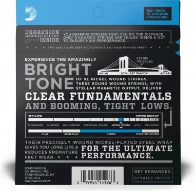 D'Addario EXL165 basszusgitár húr, nickel wound, 45-105