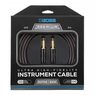 BOSS BIC-P10 10ft / 3m jack-jack kábel egyenes-egyenes TR 6,3mm, prémium minőségű hangszerkábel