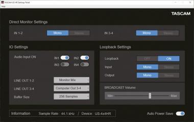 Tascam TM-US2x2HR Ultra-HDDA mikrofon előfokok, ultra alacsony zajszinttel, 2 be- és 2 kimenet, 192kHz/24-bit, IOS kom