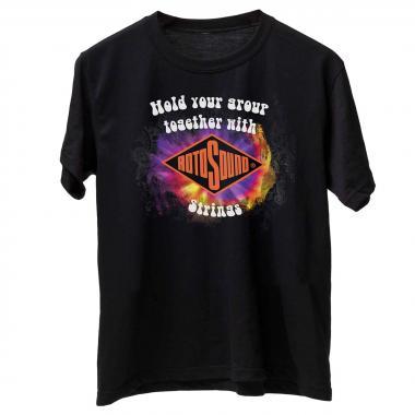 Rotosound tričko, černé, velký logo, 100% bavlna, velikost L