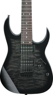 Ibanez GRG7221QA-TKS Gio 7-húros elektromos gitár Superstrat forma, Transparent Black Sunburst színben