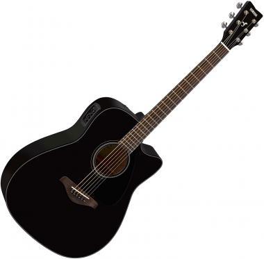 Yamaha FGX800C BLACK02 elektro-akusztikus gitár, tömör lucfenyő fedlap, rózsafa fogólap, fekete szín