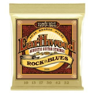 Ernie Ball 2008 Akusztikus gitár húrkészlet, Earthwood Rock&Blues W/Plain G, Bronz, 10-52
