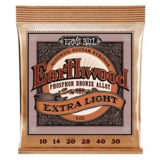 Ernie Ball 2150 Akusztikus gitár húrkészlet, Earthwood Extra Light, Foszfor-bronz, 10-50