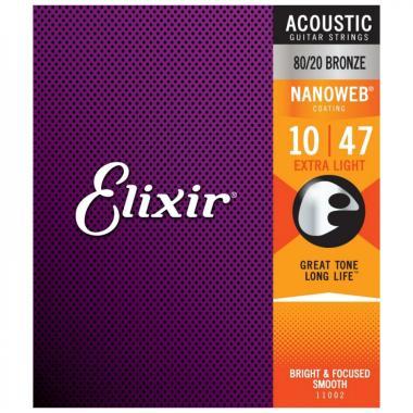 Elixir 80/20 Bronze NanoWeb 10-47 Extra Light akustické struny